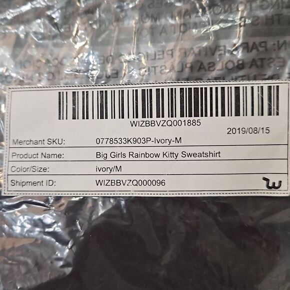 beautees for Nordstrom Big Girls Rainbow Kitty Sweatshirt Ivory Medium (10/12) - Picture 7 of 7